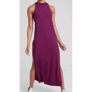 NWT Athleta Destination Maxi Dress Purple MT racer back side slits